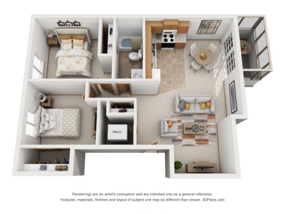920 sq.ft. Two Bed One Bath