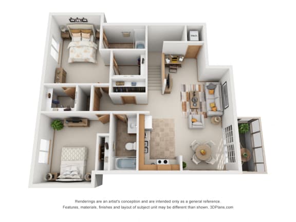 1200 sq.ft. Two Bed Two Bath