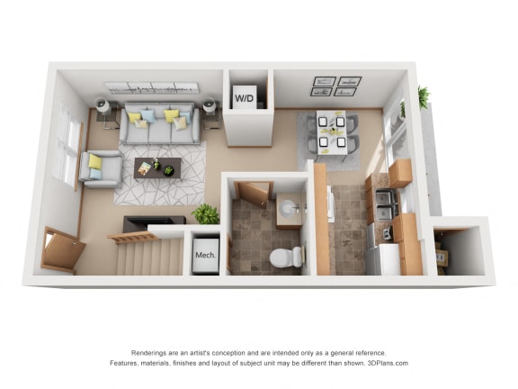 912 sq.ft. Two Bed Two Bath