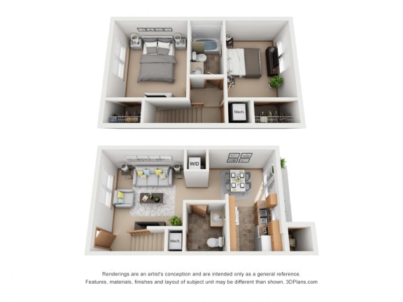 912 sq.ft. Two Bed Two Bath