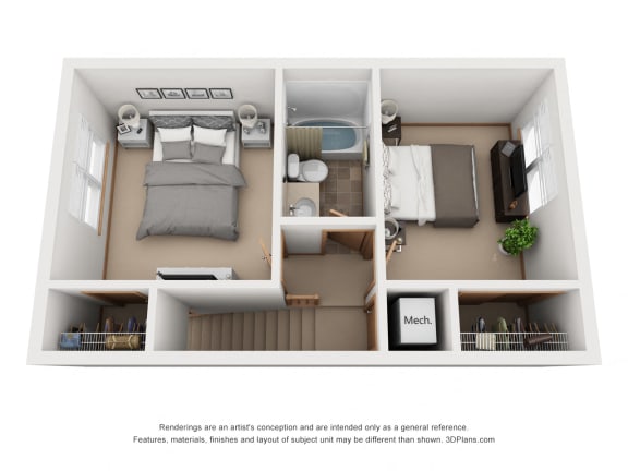 912 sq.ft. Two Bed Two Bath