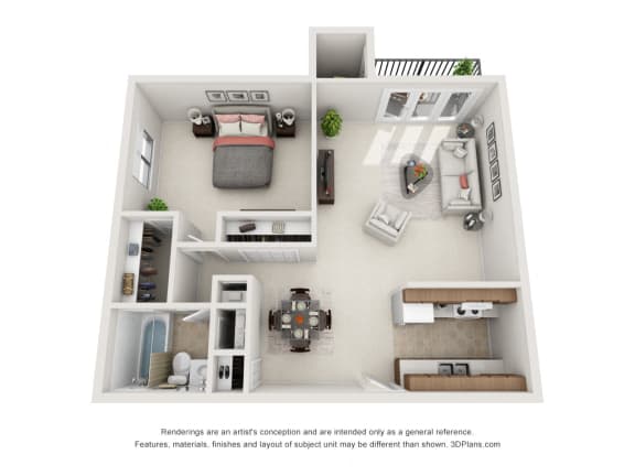738 sq.ft. One Bed One Bath