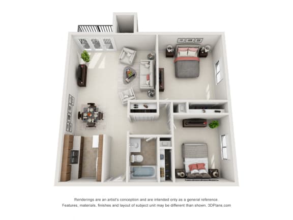 933 sq.ft. Two Bed One Bath