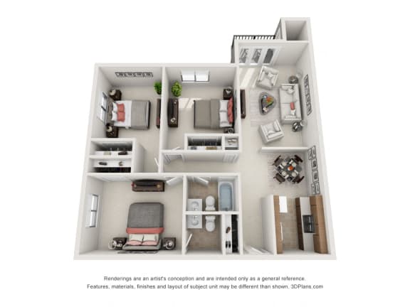 1094 sq.ft. Two Bed One and a Half Bath