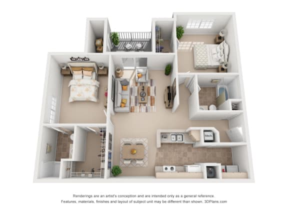 1188 sq.ft. Two Bed Two Bath