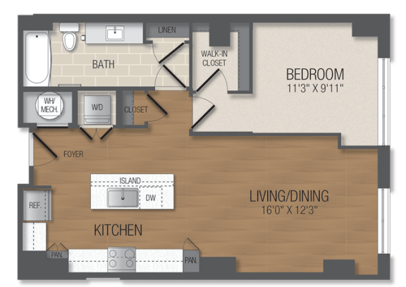 A6A Floor Plan at The Acadia at Metropolitan Park, Arlington, VA, 22202