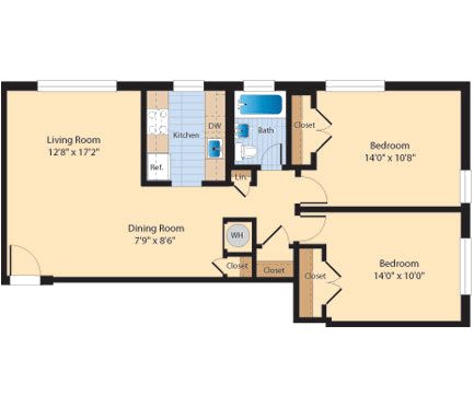 B2 Floor Plan at The Fields of Falls Church, Falls Church, 22046