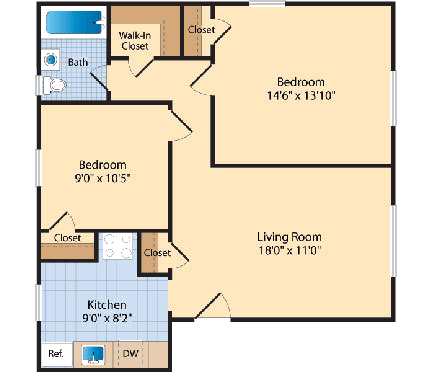 B2 Floor Plan at The Fields of Silver Spring, Silver Spring, 20902