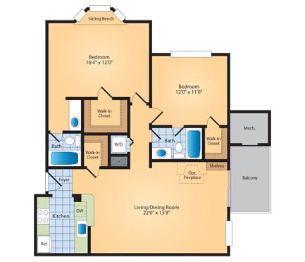 B1_1046 Floor Plan at Cascades Overlook, Virginia