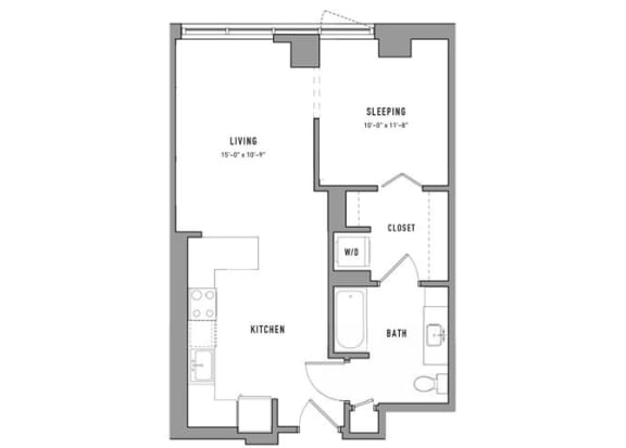Studio 1 bath K at Residences at Addison Clark, Chicago, IL, 60613