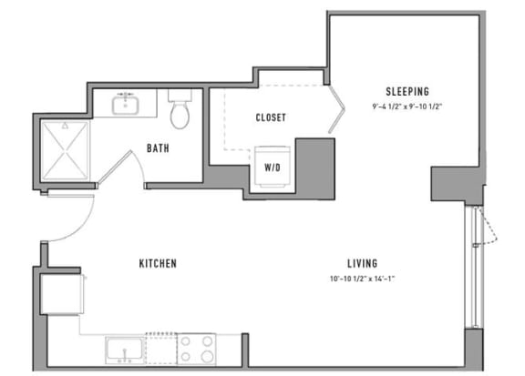 Studio 1 bath E at Residences at Addison Clark, Illinois, 60613