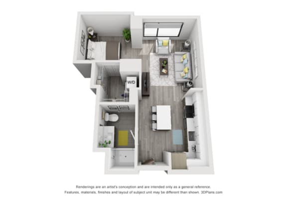 Floor Plan  Studio 1 bath D at Residences at Addison Clark, Illinois