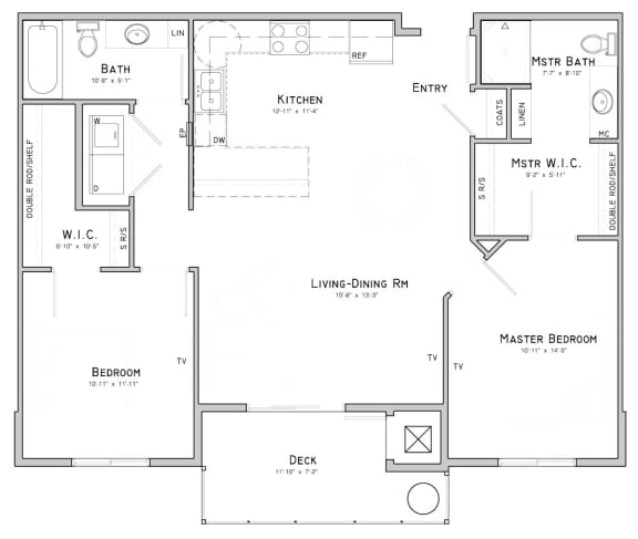 Two bedroom apartment-Magnolia floor plan for rent at WH Flats in south Lincoln NE