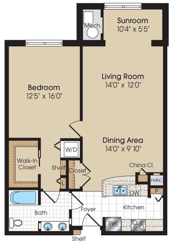 Conventry Floorplan at The Marque Apartments, Gainesville, Virginia
