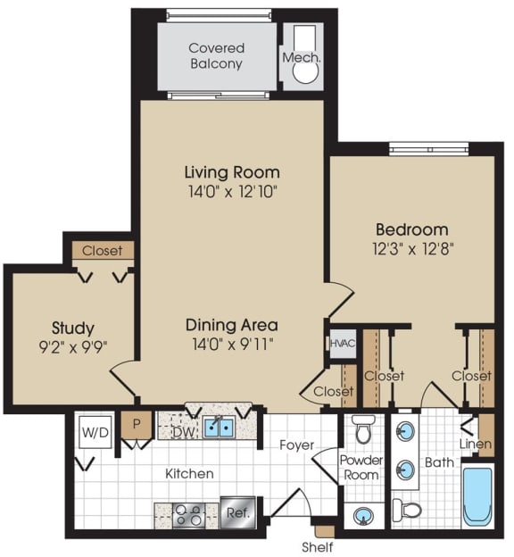 Devonshire Floorplan at The Marque Apartments, Gainesville, VA, 20155