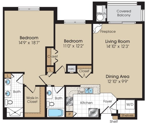 La Marchand II Floorplan at The Marque Apartments, Virginia, 20155