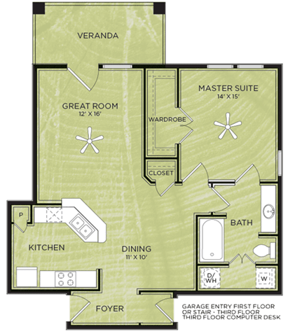 1 Bedroom 1 Bathroom Floor Plan