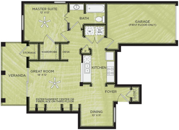 1 Bedroom 1 Bathroom Floor Plan
