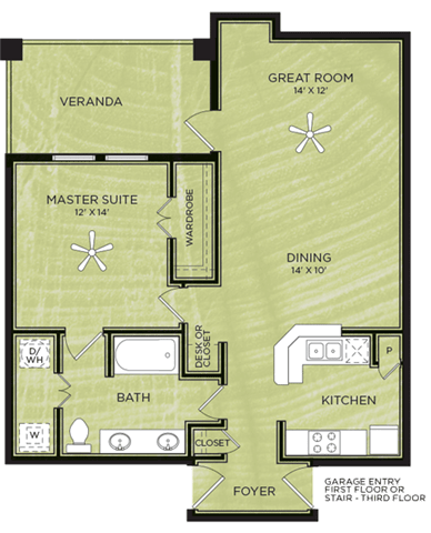 1 Bedroom 1 Bathroom Floor Plan