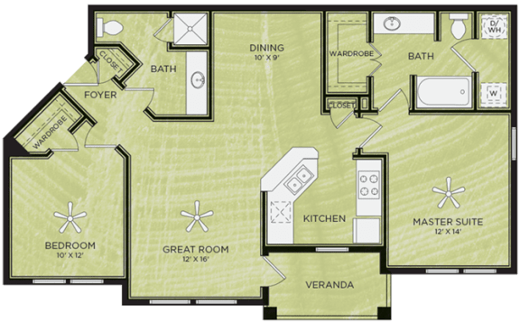 2 Bedroom 2 Bathroom Floor Plan