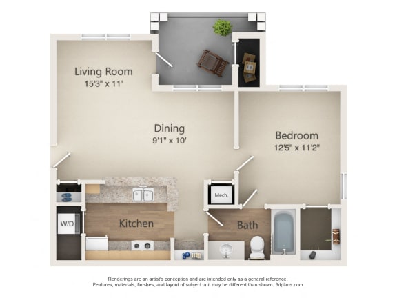 Floor Plan  1 Bedroom Floorplan