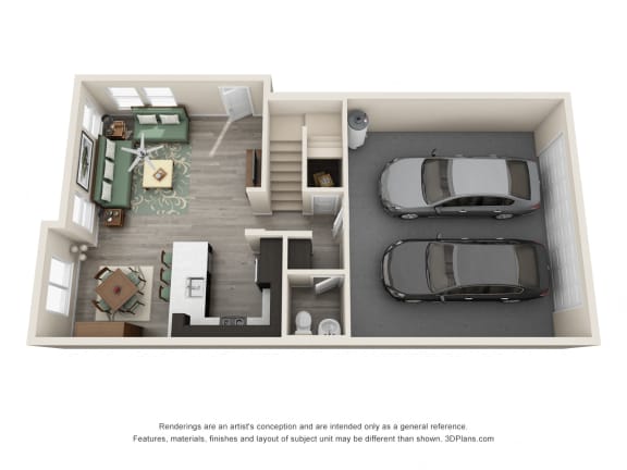 Luxury Townhouse Floorplan Unit 2A With Garage