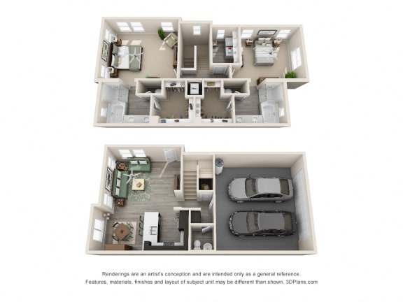 Floor Plan  Luxury Townhouse Floorplan Unit 2A Both Floors