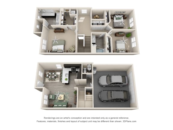 Floor Plan  Luxury Townhouse Floorplan Unit 3B Both Floors