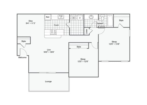 Floor Plan  The Melrose Floor Plan at 23Thirty Cobb, Smyrna, GA, 30080