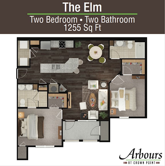 2 bed 2 bath The Elm Floor Plan at Arbours at Crown Point, Ocoee, 34761
