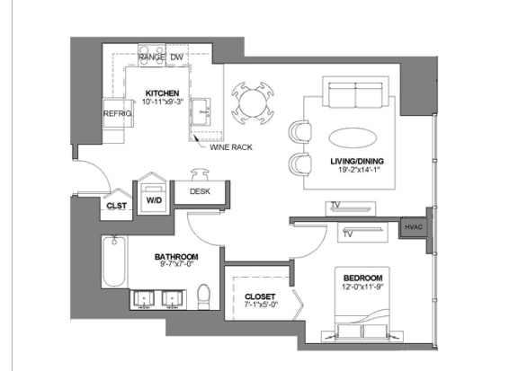 01aB Floor Plan at 73 East Lake, Chicago