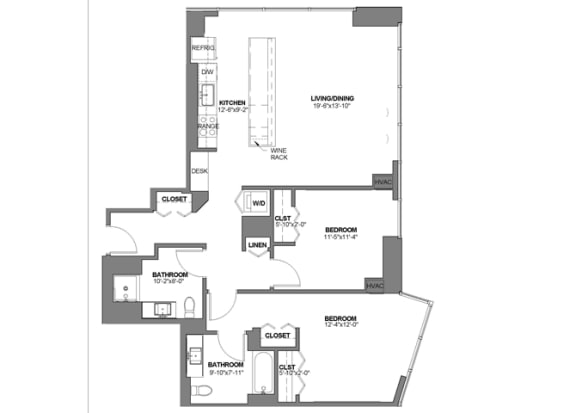 09bB Floor Plan at 73 East Lake, Chicago, IL, 60601