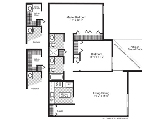 2  Bed   1  Bath   1,026 Sq. Ft. Hawthorne V Floor Plan at Williams Reserve, Illinois