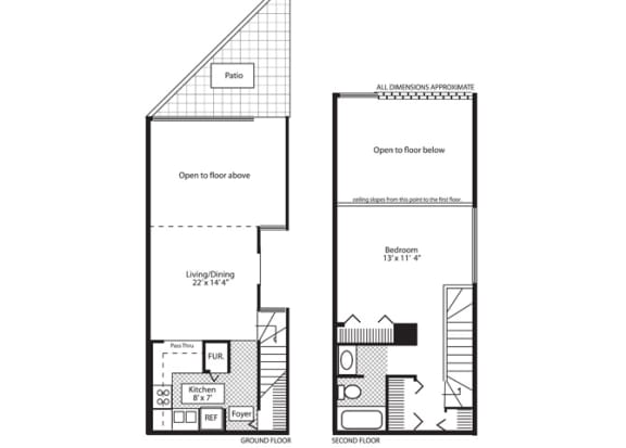 1  Bed   1  Bath   775 Sq. Ft. Mulberry Floorplan at Williams Reserve, Palatine, IL, 60074