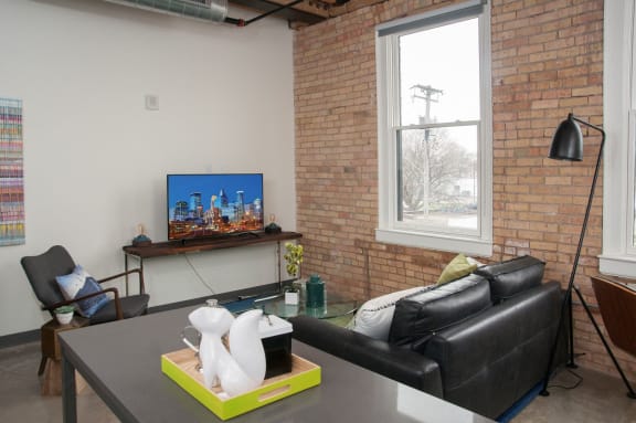 Living Room With Window at 700 Central Apartments, Minneapolis, MN