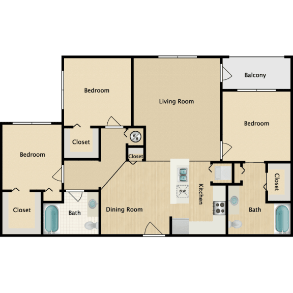 3 Floor Plan at Riversong Apartment Homes, Florida, 34205