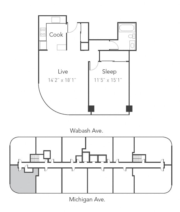 1 bed 1 bath C at Park Michigan Apartments, Illinois