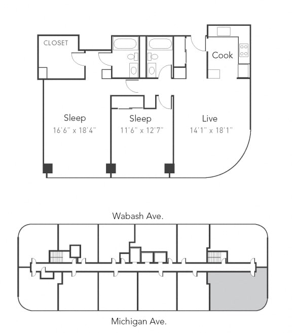 Park Michigan 2 Bedroom Layout 02 Floor Plan
