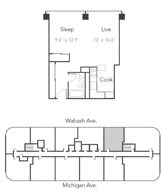 Park Michigan Studio Layout 03 Floor Plan