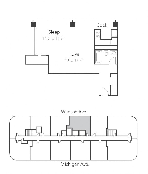 Park Michigan Studio Layout 05 Floor Plan