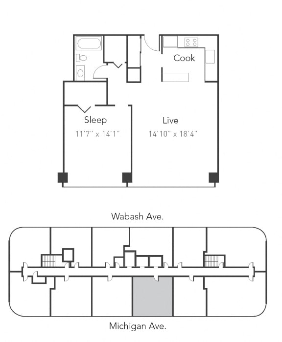 Park Michigan One Bedroom Layout 06 Floor Plan