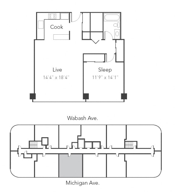 Park Michigan One Bedroom Layout 08 Floor Plan