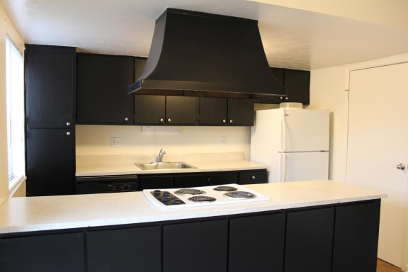 Cabinets made of dark wood at Miamisburg by the Mall, Miamisburg, Ohio