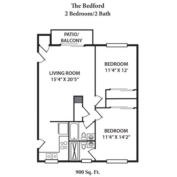 1 Bedroom 1 Bathroom Floor Plan at Revere Village Apartments, Ohio
