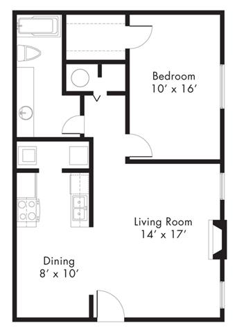 A4 - 1 bed 1 bath Floor Plan  at Aviare Place, Midland, TX