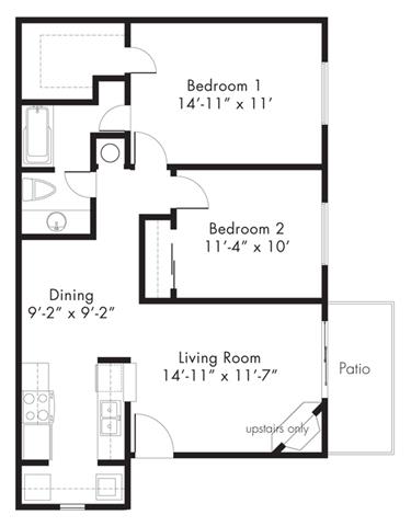 B1 - 2 bedroom 1 bath Floor Plan at Aviare Place, Midland, 79705