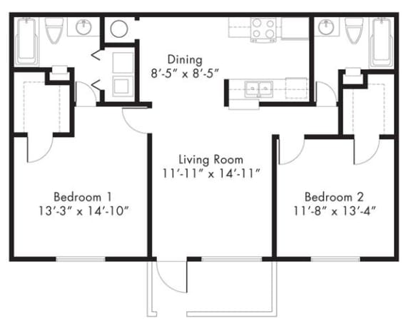 B3 - 2 bed 2 bath Floor Plan at Aviare Place, Midland, TX, 79705
