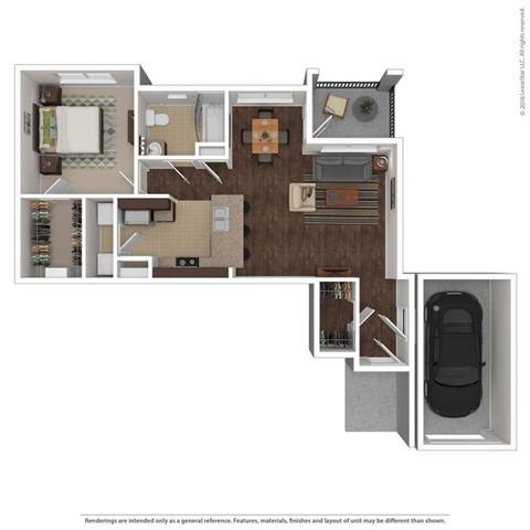 762 Square-Foot Axis Floor Plan at Orion McCord Park, Little Elm, 75068