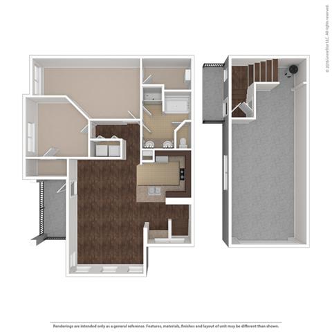 Callisto 2 Bed 2 Bath, 1177 Square-Foot Floor Plan at Orion McCord Park, Little Elm, TX, 75068