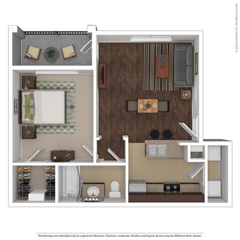 652 Square-Foot Halo Floor Plan at Orion McCord Park, Little Elm, TX, 75068